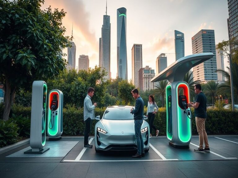 A visual representation of Eon Next's renewable energy initiatives, featuring solar panels and wind turbines against a clear