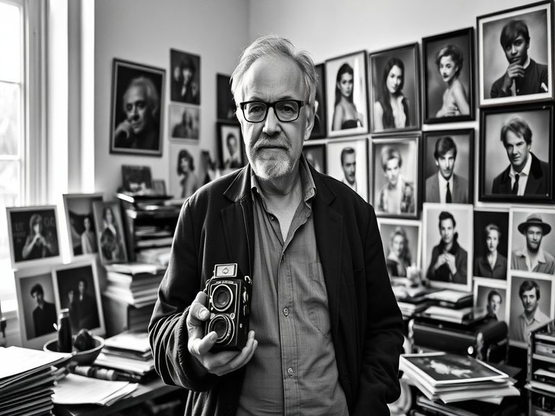 A captivating portrait of John Rankin in his studio, surrounded by his art and sports memorabilia, reflecting creativity and