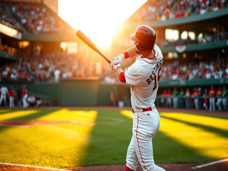 A vibrant image capturing Fenway Park filled with fans during a Red Sox game, showcasing the excitement and energy of a live
