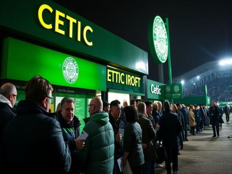 A vibrant image of Celtic Park filled with fans, showcasing the team's colors and the excitement of a match day.