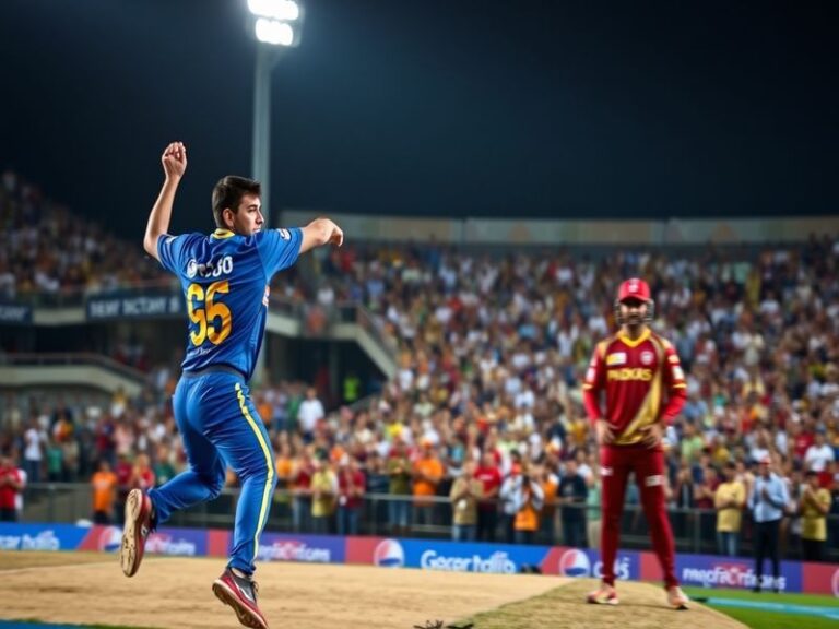 An action shot of GT and PBKS players competing on the cricket field, showcasing the intensity of their rivalry.