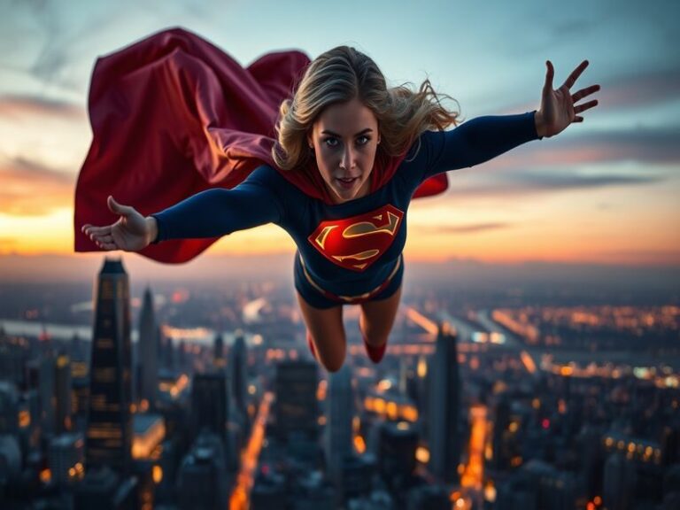 A dynamic still from the Supergirl trailer, showcasing the character in action, surrounded by vibrant visual effects and a dr