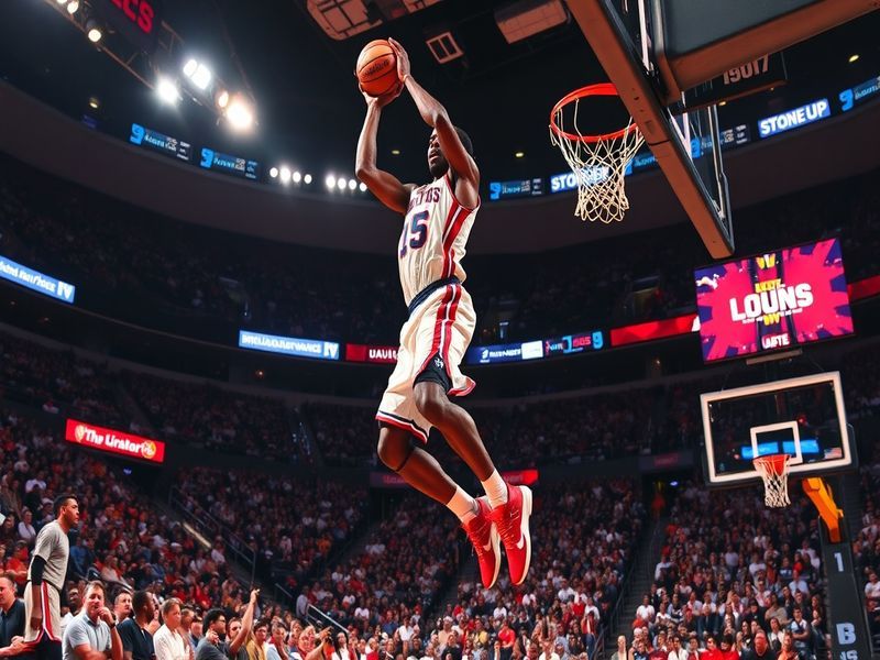 A dynamic image of Amar'e Stoudemire in action during a game, showcasing his athleticism and intensity on the court.