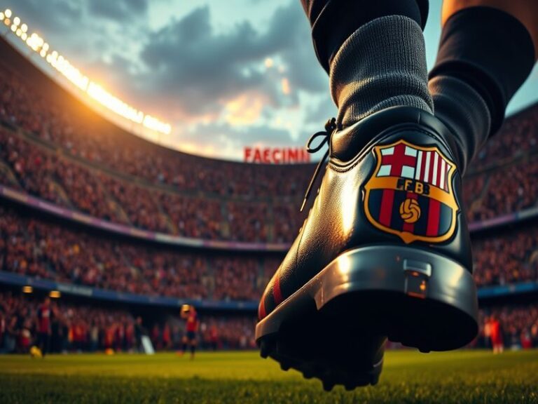 A vibrant stadium scene featuring España FC fans cheering passionately, colorful flags waving, and players celebrating a goal