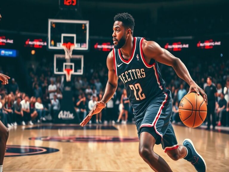 An action shot of Tristan Thompson during an NBA game, showcasing his athletic build and focus on the court.