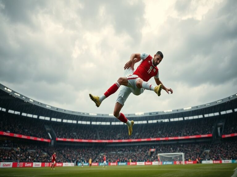 A vibrant scene of a packed stadium during a Denmark football match, with fans waving flags and cheering passionately.
