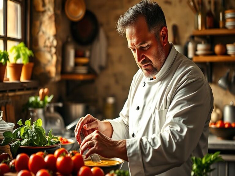 An engaging portrait of Pio Esposito, showcasing his expressive demeanor and cultural attire, set against a vibrant urban bac