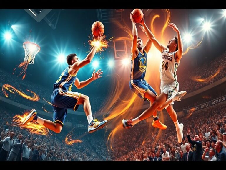 An action shot of a Suns vs. Magic game, highlighting players in motion, vibrant team colors, and an electric atmosphere in t