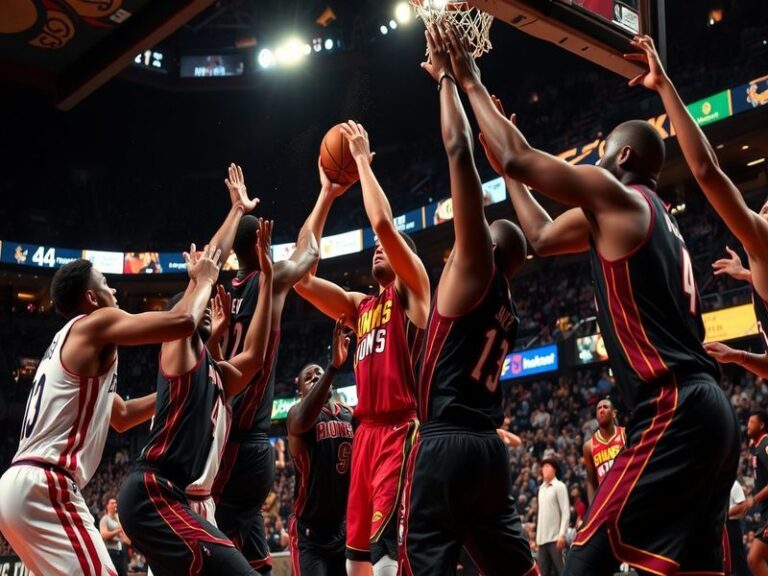 An action shot from the Suns vs Magic game, featuring players in dynamic poses, with a packed arena in the background, captur