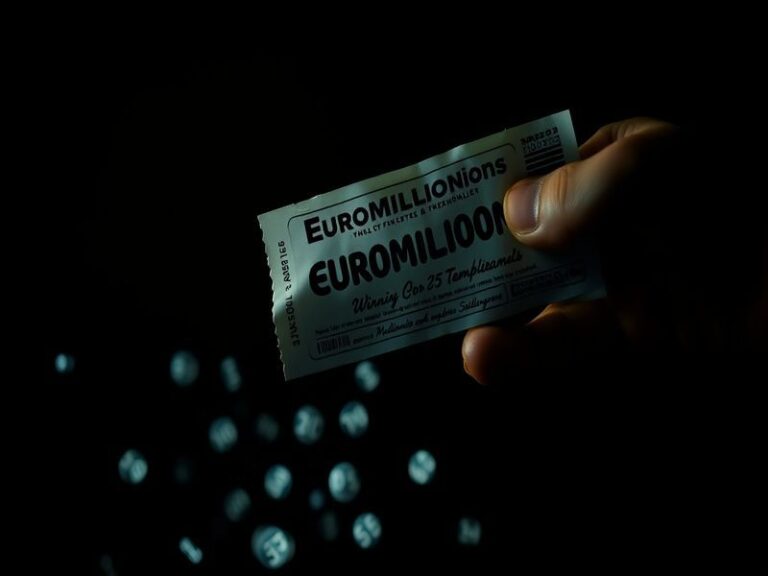 A vibrant image of EuroMillions lottery tickets with colorful balls and a jackpot display, capturing the excitement of the lo