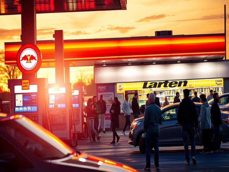 An image of a petrol station with cars refueling, showcasing the convenience and accessibility of fuel stations.
