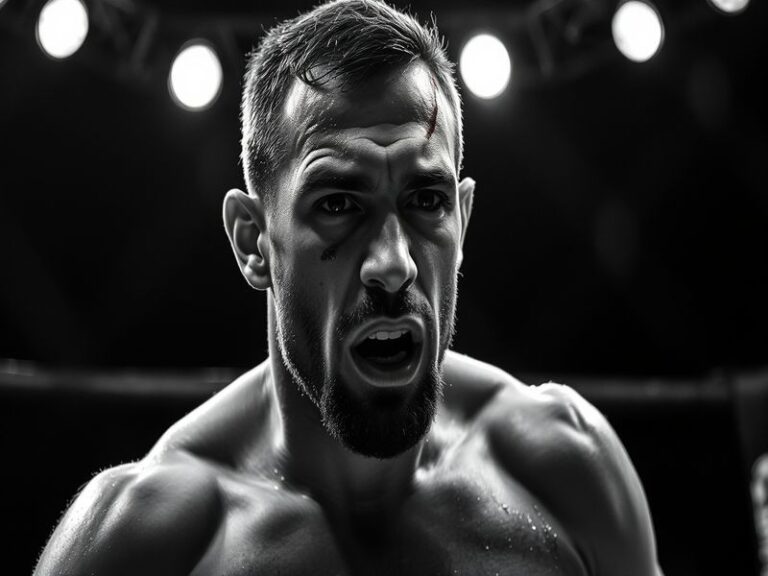 A dynamic action shot of Nate Diaz in the octagon, showcasing his fighting stance and intensity during a match.