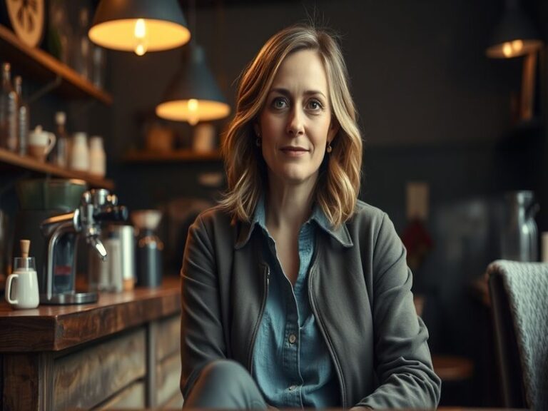 A portrait of Nicola Walker on a film set, showcasing her expressive features and engaging presence, with soft lighting to hi