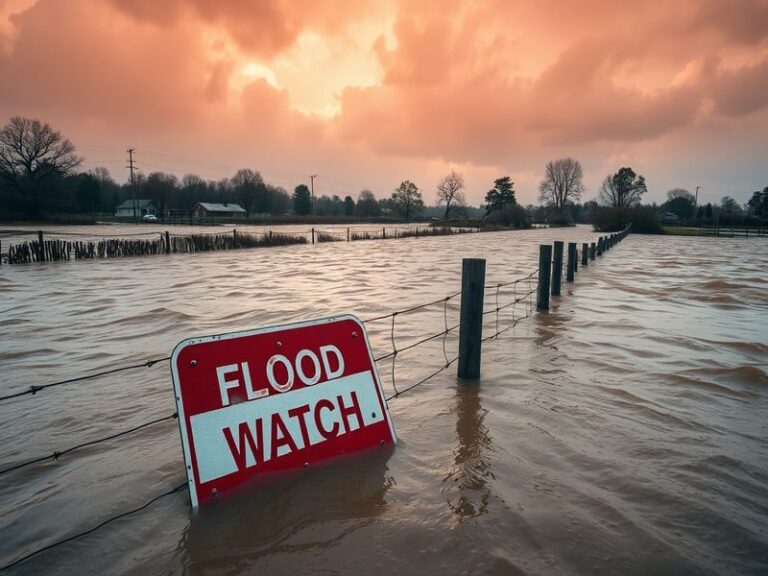 A dramatic image of a flooded street with emergency responders in action, showcasing the urgency and impact of flooding.