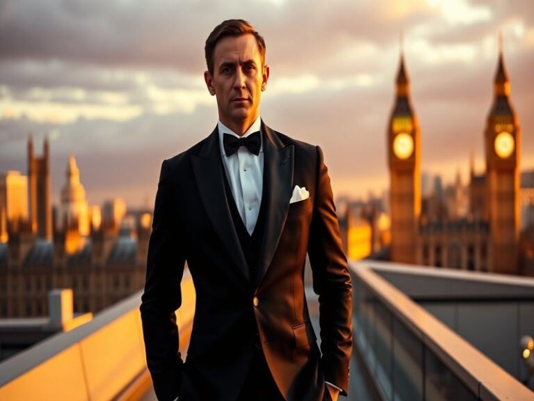 A dramatic image of a silhouette of a man in a tuxedo holding a martini glass, set against a blurred city skyline at night.