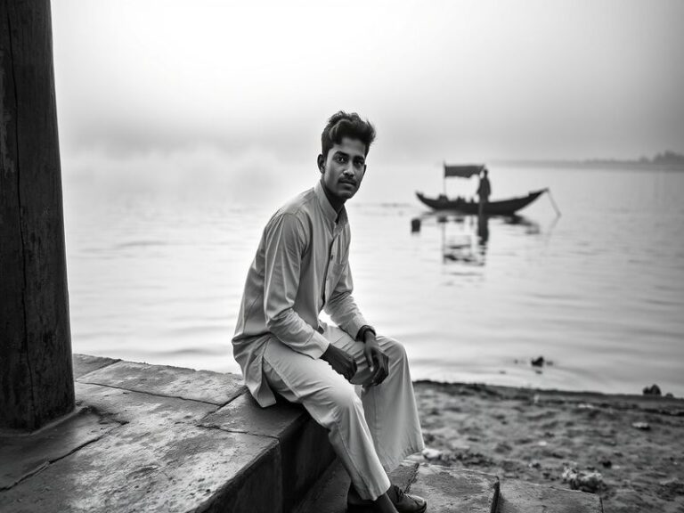 A dynamic portrait of Prince Yadav speaking at a public rally in rural Uttar Pradesh, surrounded by supporters. The setting i