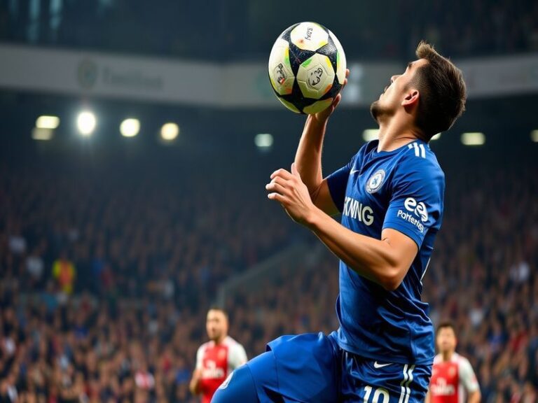 A vibrant stadium atmosphere with Chelsea and Arsenal fans in the stands, highlighting the global fanbase and cultural divide