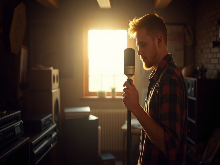 A focused athlete stands in a modern training facility, surrounded by high-tech equipment like force plates and motion sensor