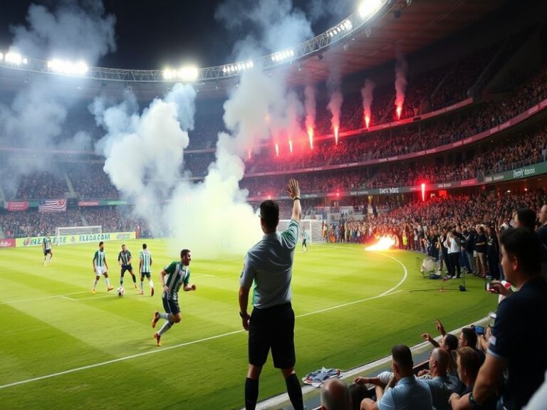 A vibrant stadium scene with Coritiba's white and black striped jerseys facing off against Vasco da Gama's black and white ki