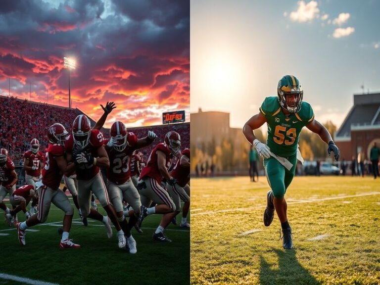 A split-image photograph showing Oklahoma's rolling plains and a Colorado mountain town with a ski lift in the background. Th