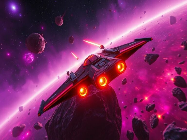 A dynamic scene featuring the Star Fox team (Fox, Falco, Peppy, and Slippy) piloting their Arwings through a vibrant Lylat sy