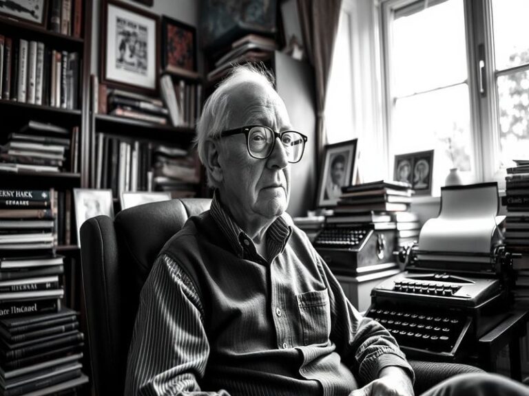 A mid-century photograph of Harry Clark in his Chicago studio, surrounded by wooden prototypes, with natural light streaming