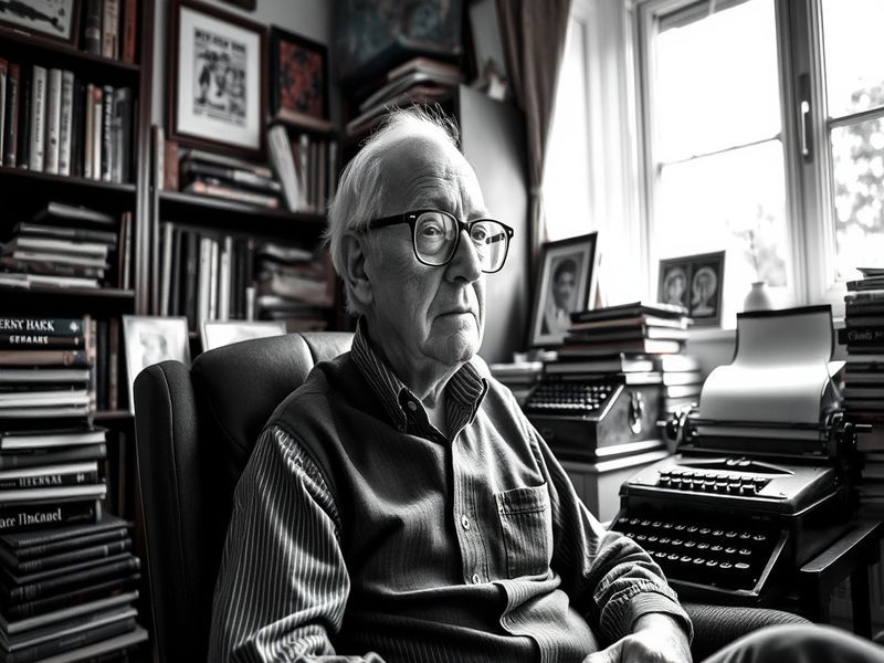 A mid-century photograph of Harry Clark in his Chicago studio, surrounded by wooden prototypes, with natural light streaming