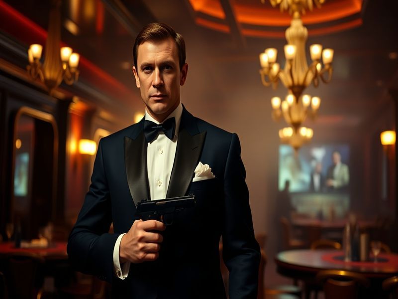 A cinematic collage of James Bond actors across eras, featuring Sean Connery, Roger Moore, Pierce Brosnan, and Daniel Craig i