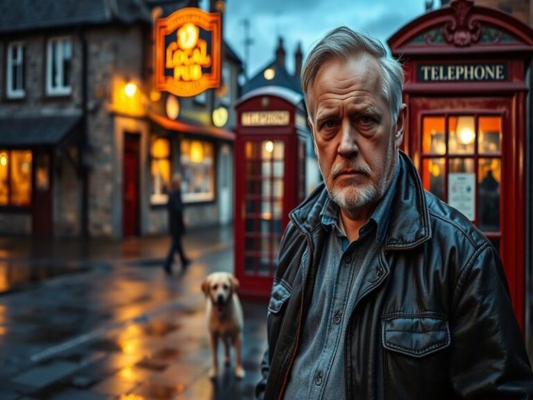 A close-up shot of actor Anthony Quinlan in character as Kevin Dempster, wearing a casual jacket with a serious but determine