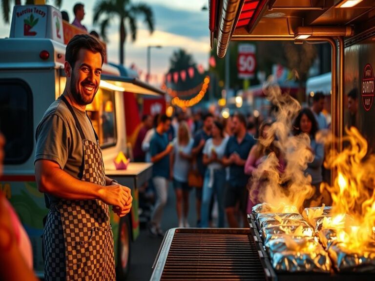 A vibrant collage featuring a traditional carne asada burrito, a vegan jackfruit burrito, and a sushi burrito, all wrapped in