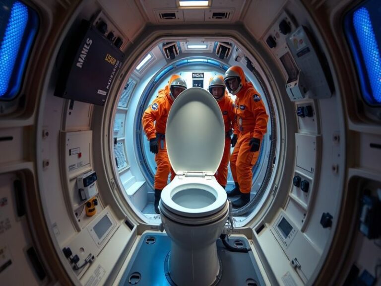 A detailed technical illustration showing the interior of the Orion spacecraft's waste management system, highlighting airflo