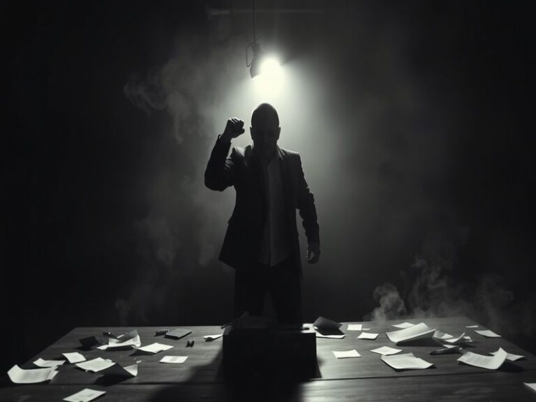 A split-screen image: one side shows a person scrolling through a phone with angry notifications; the other shows a courtroom