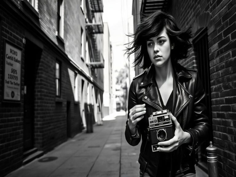 A dynamic studio shot of Jazmin Orlenzi working on an interactive LED installation in a Berlin atelier, surrounded by digital