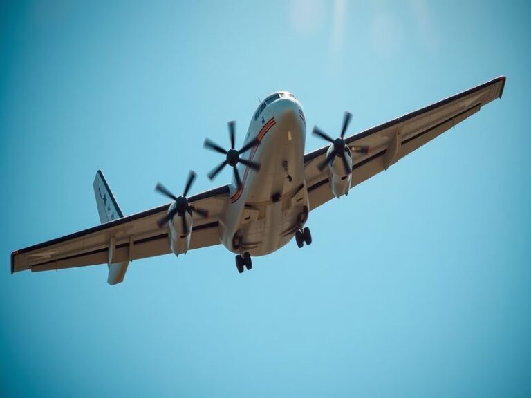 A rugged Antonov AN-26B turboprop aircraft on a dirt airstrip in a remote, arid landscape. The plane is painted in faded mili