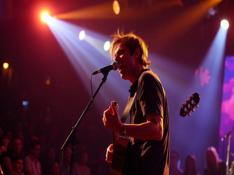A split-image collage: on the left, Mark NCT performing on stage with dynamic lighting; on the right, a candid shot of him sp