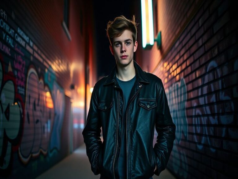 A vibrant concert shot of Mark NCT performing on stage with dynamic lighting, wearing a sleek black outfit and holding a micr