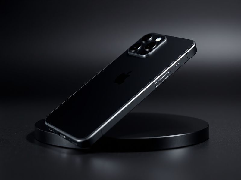 A sleek iPhone 17 Pro Max displayed against a gradient background, highlighting its titanium frame, camera array, and vibrant