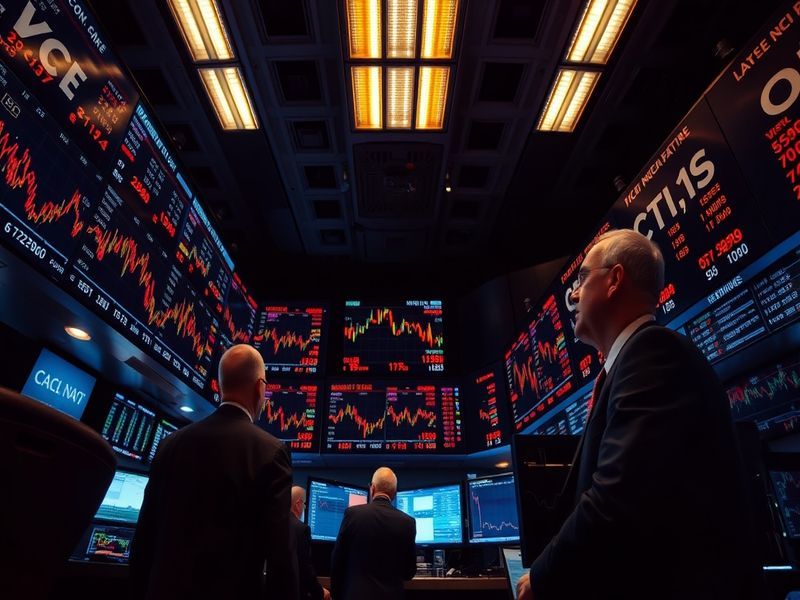A split-screen image showing an oil pumpjack in the foreground with a stock market ticker and world map in the background, il