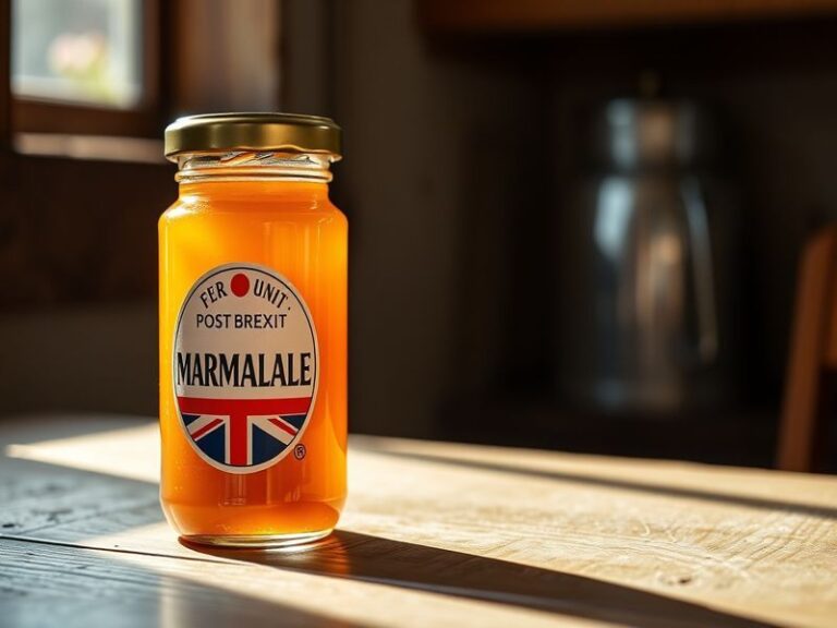 A vibrant studio shot of Marmalade jars on a rustic wooden table, surrounded by fresh oranges and sprigs of greenery, with a