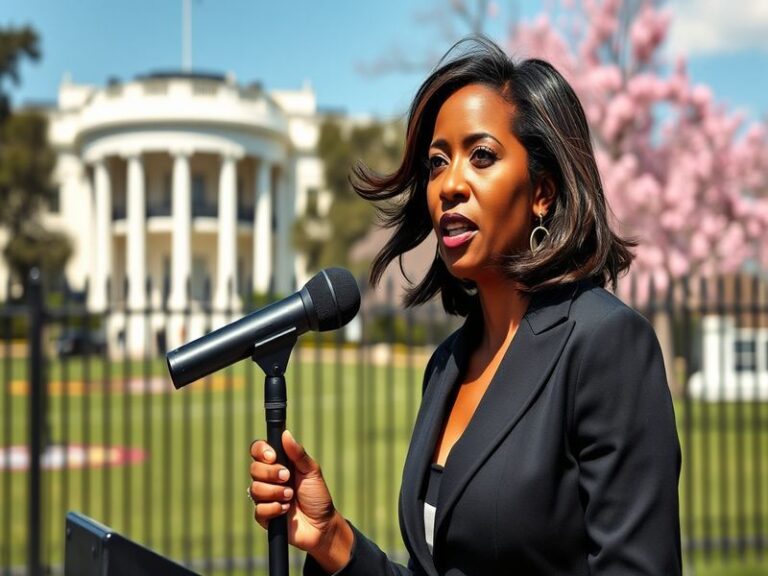 A professional headshot of Janai Norman in a news studio, wearing a blazer and speaking into a microphone, with a blurred new