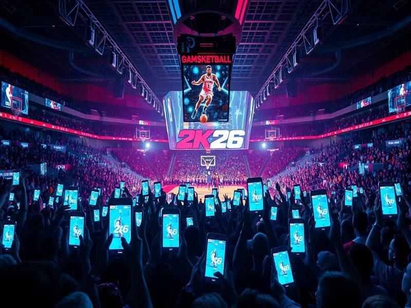 A split-screen image of NBA 2K26 gameplay on the left and a calendar with a highlighted mid-August 2025 date on the right. Th