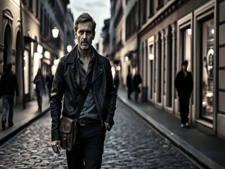 A cinematic portrait of Viggo Mortensen in a moody, atmospheric setting—perhaps mid-conversation in a dimly lit room or stand