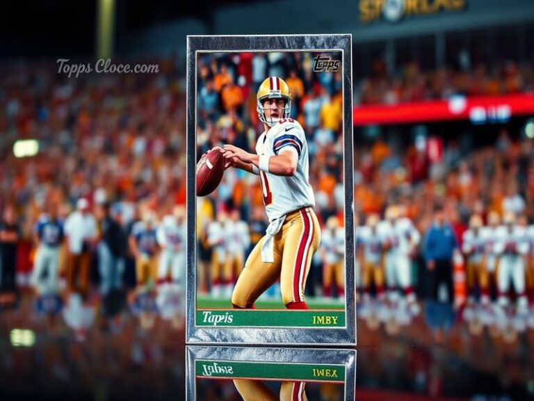 A vibrant display of Topps Chrome Football trading cards showcasing iconic players like Peyton Manning and Tom Brady, with a