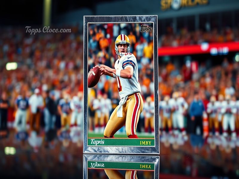 A vibrant display of Topps Chrome Football trading cards showcasing iconic players like Peyton Manning and Tom Brady, with a