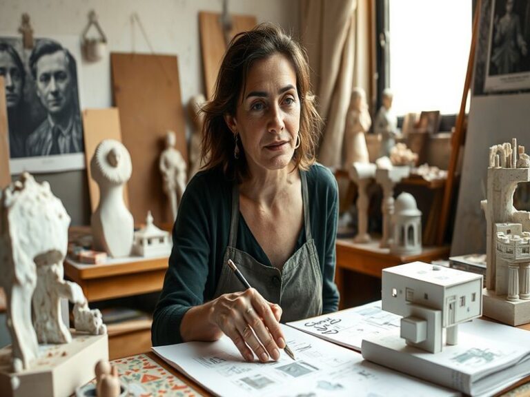 A close-up portrait of Suki Lahav performing on stage, bathed in warm stage lighting with a violin in hand, surrounded by sub
