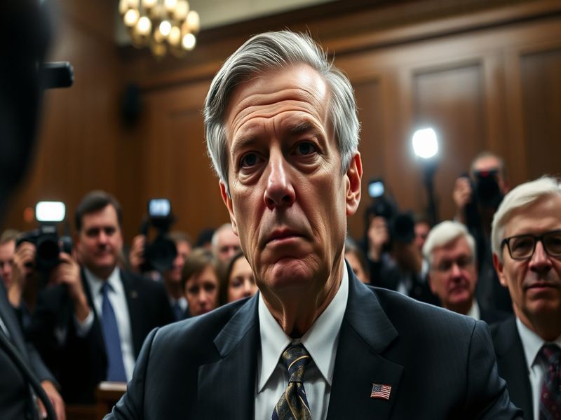 A split image showing Jerome Powell testifying before Congress on one side, and global financial markets reacting on the othe