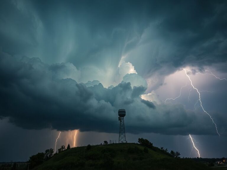 A weather reporter standing in front of a green screen radar map, pointing at an incoming storm system over Springfield. The