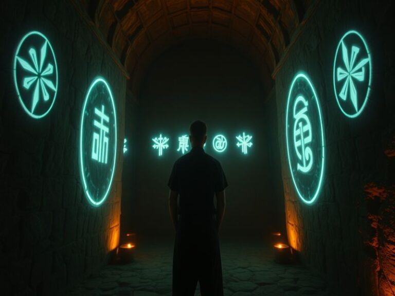 A cinematic promotional image featuring Jesus and his disciples in a dramatic desert landscape at golden hour, with warm ligh