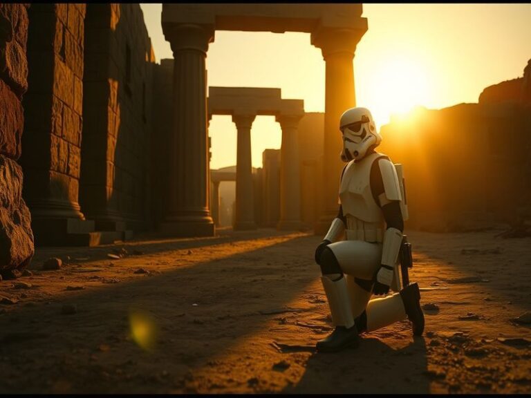 A cinematic shot of the disciples gathered on a hillside at sunset, with warm golden light illuminating their faces as Jesus