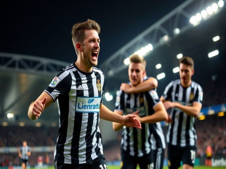 A dynamic action shot of Kieran Trippier in Newcastle United's black and white kit, mid-crossing with a focused expression, s